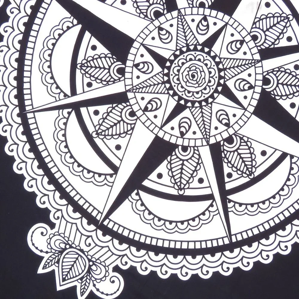 Oussum Black & White Mandala Bedsheet Home Décor Cotton Wall Hanging Tapestry